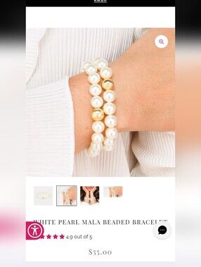 Budhagirl White Pearl Mala Beaded Bracelet Nwt
